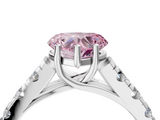 White gold Fancy Pink Heart  Cut Diamond Pavé Band Solitaire with Four-Prong Setting_7