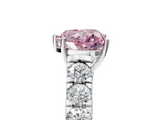White gold Fancy Pink Heart  Cut Diamond Pavé Band Solitaire with Four-Prong Setting_8