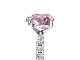 White gold Fancy Pink Heart  Cut Diamond Pavé Band Solitaire with Four-Prong Setting_8