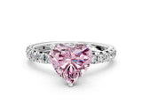 White gold Fancy Pink Heart  Cut Diamond Pavé Band with Four-Prong Setting_12