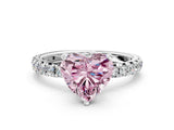 White gold Fancy Pink Heart  Cut Diamond Pavé Band with Four-Prong Setting_13