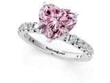 White gold Fancy Pink Heart  Cut Diamond Pavé Band with Four-Prong Setting_14