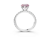 White gold Fancy Pink Heart  Cut Diamond Pavé Band with Four-Prong Setting_16