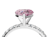 White gold Fancy Pink Heart  Cut Diamond Pavé Band with Four-Prong Setting_17