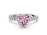 White gold Fancy Pink Heart  Cut Diamond Pavé Band with Four-Prong Setting_20