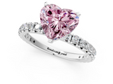 White gold Fancy Pink Heart  Cut Diamond Pavé Band with Four-Prong Setting_21