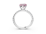White gold Fancy Pink Heart  Cut Diamond Pavé Band with Four-Prong Setting_23