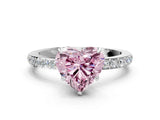 White gold Fancy Pink Heart Cut Diamond Pavé Engagement Ring with Round  Accents and Prong Setting_111