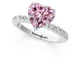 White gold Fancy Pink Heart Cut Diamond Pavé Engagement Ring with Round  Accents and Prong Setting_112