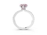 White gold Fancy Pink Heart Cut Diamond Pavé Engagement Ring with Round  Accents and Prong Setting_114