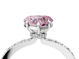 White gold Fancy Pink Heart Cut Diamond Pavé Engagement Ring with Round  Accents and Prong Setting_115
