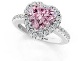 White gold Fancy Pink Heart Cut Diamond Pavé Halo Ring with Four-Prong Setting_49
