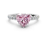 White gold Fancy Pink Heart Cut Diamond Pavé Solitaire Engagement Ring with Four-Prong Setting_94