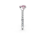 White gold Fancy Pink Heart Cut Diamond Pavé Solitaire Ring with Round Band and Prong Setting_15