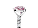 White gold Fancy Pink Heart Cut Diamond Pavé Solitaire Ring with Round Band and Prong Setting_18