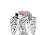 White gold Fancy Pink Heart Cut Diamond Pave Art Deco Split Shank Ring with Four-Prong Setting_5