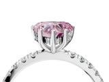 White gold Fancy Pink Heart Cut Diamond Pave Band Solitaire Ring with Round  and Prong Setting_127