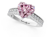 White gold Fancy Pink Heart  Cut Diamond Pave Band with Four-Prong Setting_37