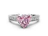 White gold Fancy Pink Heart  Cut Diamond Pave Band with Four-Prong Setting_37
