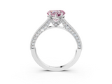 White gold Fancy Pink Heart  Cut Diamond Pave Band with Four-Prong Setting_39