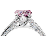 White gold Fancy Pink Heart  Cut Diamond Pave Band with Four-Prong Setting_41
