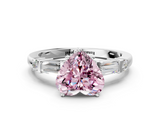 White gold Fancy Pink Heart  Cut Diamond Ring with Baguette Side Stones, Channel Set Band, and Four-Prong Setting_3