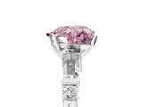 White gold Fancy Pink Heart  Cut Diamond Ring with Baguette Side Stones, Channel Set Band, and Four-Prong Setting_41