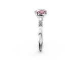 White gold Fancy Pink Heart  Cut Diamond Ring with Baguette Side Stones, Channel Set Band, and Four-Prong Setting_5