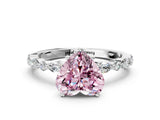 White gold Fancy Pink Heart Cut Diamond Ring with Marquise and Round  Side Stones and Four-Prong Setting_76
