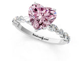 White gold Fancy Pink Heart Cut Diamond Ring with Marquise and Round  Side Stones and Four-Prong Setting_77