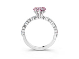 White gold Fancy Pink Heart Cut Diamond Ring with Marquise and Round  Side Stones and Four-Prong Setting_79
