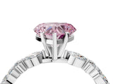 White gold Fancy Pink Heart Cut Diamond Ring with Marquise and Round  Side Stones and Four-Prong Setting_80