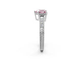 White gold Fancy Pink Heart Cut Diamond Ring with Milgrain Pavé Band and Four-Prong Setting_33