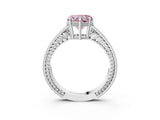 White gold Fancy Pink Heart Cut Diamond Ring with Milgrain Pavé Band and Four-Prong Setting_34