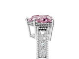 White gold Fancy Pink Heart Cut Diamond Ring with Milgrain Pavé Band and Four-Prong Setting_37