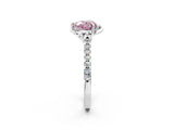 White gold Fancy Pink Heart Cut Diamond Ring with Pavé Band and Floral Prong Setting_65