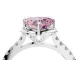 White gold Fancy Pink Heart Cut Diamond Ring with Pavé Band and Floral Prong Setting_67