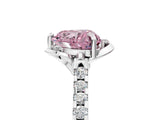 White gold Fancy Pink Heart Cut Diamond Ring with Pavé Band and Floral Prong Setting_68