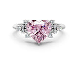 White gold Fancy Pink Heart Cut Diamond Ring with Side Stones and Four-Prong Setting_133
