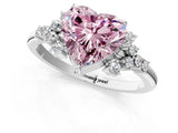 White gold Fancy Pink Heart Cut Diamond Ring with Side Stones and Four-Prong Setting_134