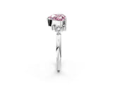 White gold Fancy Pink Heart Cut Diamond Ring with Side Stones and Four-Prong Setting_135