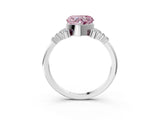 White gold Fancy Pink Heart Cut Diamond Ring with Side Stones and Four-Prong Setting_136