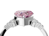 White gold Fancy Pink Heart Cut Diamond Ring with Side Stones and Four-Prong Setting_137