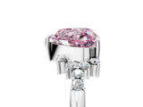 White gold Fancy Pink Heart Cut Diamond Ring with Side Stones and Four-Prong Setting_138