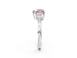 White gold Fancy Pink Heart  Cut Diamond Ring with Tapered Baguette Side Stones in Four-Prong Setting_5