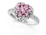 White gold Fancy Pink Heart Cut Diamond Scalloped Halo Engagement Ring with Round Shared Prong Band_15