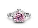 White gold Fancy Pink Heart Cut Diamond Scalloped Halo Engagement Ring with Round Shared Prong Band_20