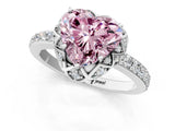 White gold Fancy Pink Heart Cut Diamond Scalloped Halo Engagement Ring with Round Shared Prong Band_21