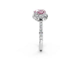 White gold Fancy Pink Heart Cut Diamond Scalloped Halo Engagement Ring with Round Shared Prong Band_22
