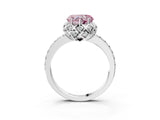 White gold Fancy Pink Heart Cut Diamond Scalloped Halo Engagement Ring with Round Shared Prong Band_23